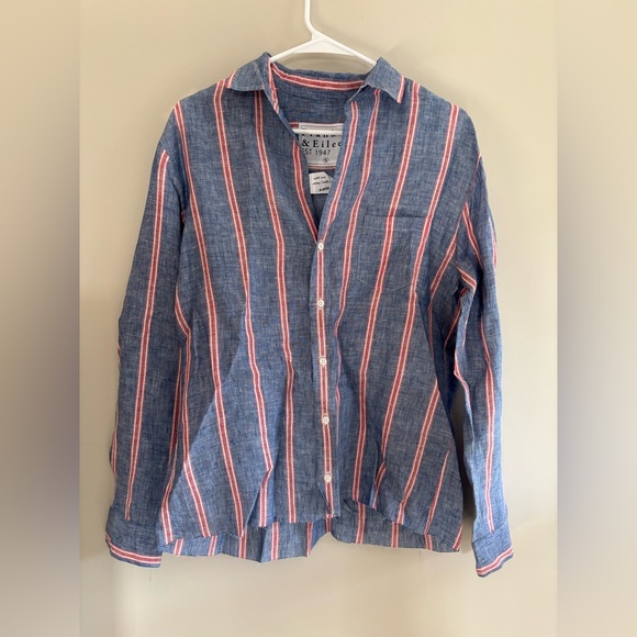 Frank & Eileen Tops - Frank & Eileen Relaxed Button Up Red, White & Blue Stripe Size Small